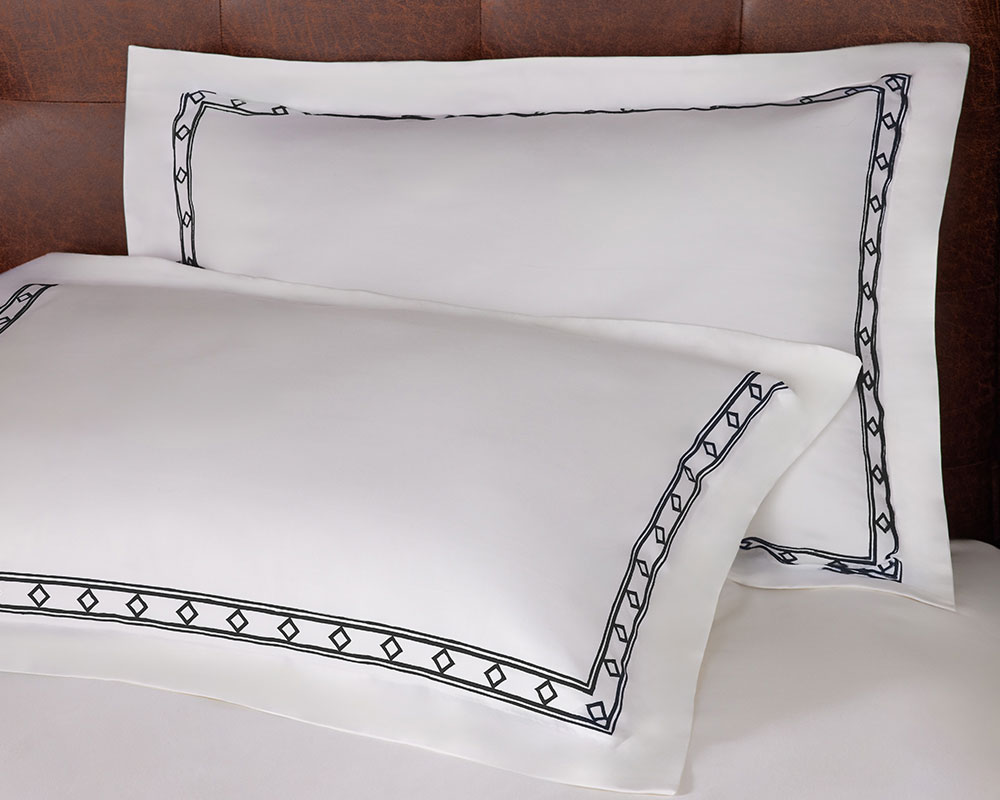 Diamond Border Pillow Shams - Discover Premium Hotel Pillows, Exclusive  Frette Linens, and More from The Ritz-Carlton